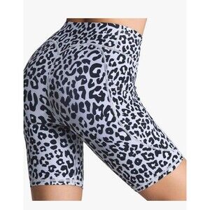 Women’s Shorts - Biker Shorts w/ Pocket - Gray/Black Leopard Print - M - NEW